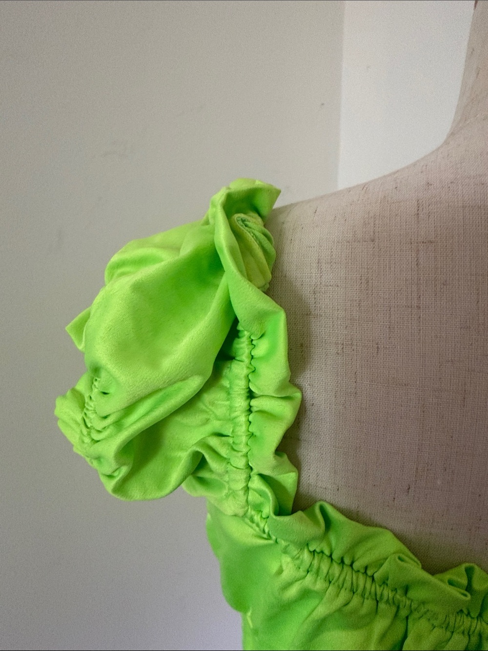 I.AM.GIA Naomi Top Neon Green Ruffle Trim Bustier Top - Picture 6 of 8